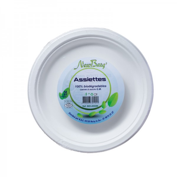 ASSIETTE BIODEGRADABLE CANNE A SUCRE GM 25PC