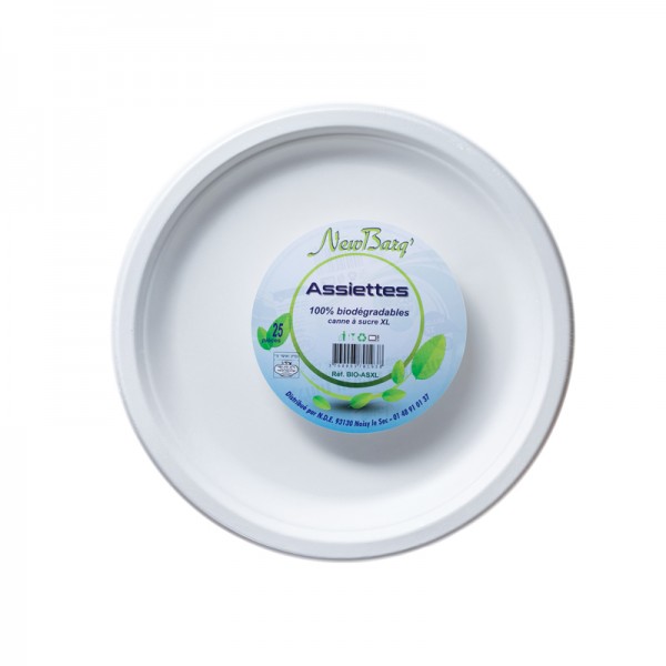 ASSIETTE BIODEGRADABLE CANNE A SUCRE XL 25PC