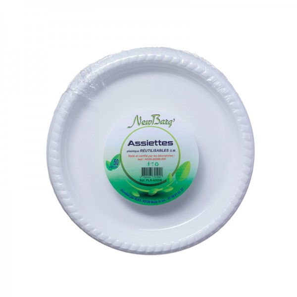 ASSIETTES PLASTIQUE REUTILISABLES G.M - 50 PC